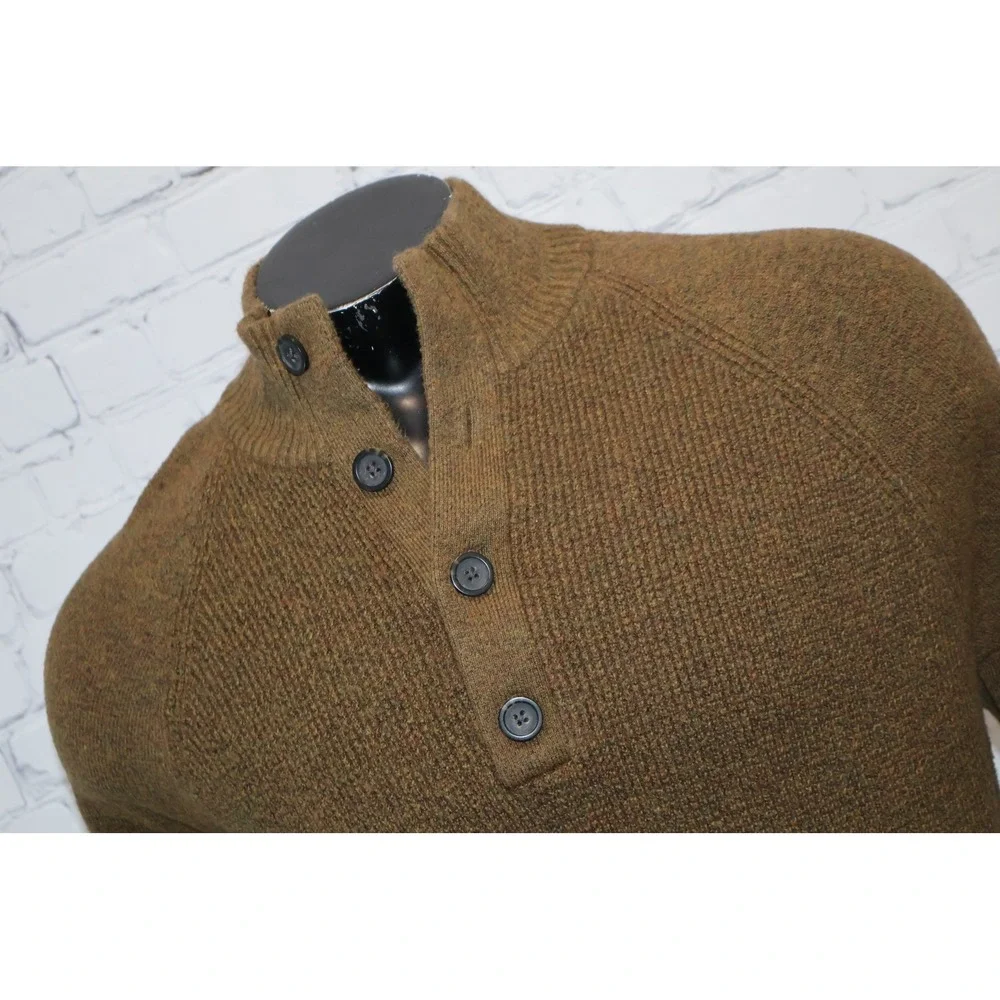 Banana Republic Sweater Mens XL Brown Mock Neck Button Pullover Henley